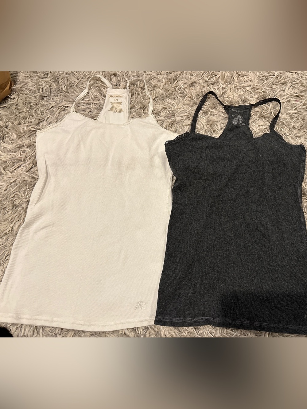 Vintage Y2K Aeropostale Ribbed Lace Trim Cami Tank Tops Bundle Set - 2 Pack Sz L
